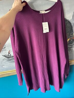Laura Plus 2X Wine Plum Knit Sweater Tunic NWT | Elevated Basic